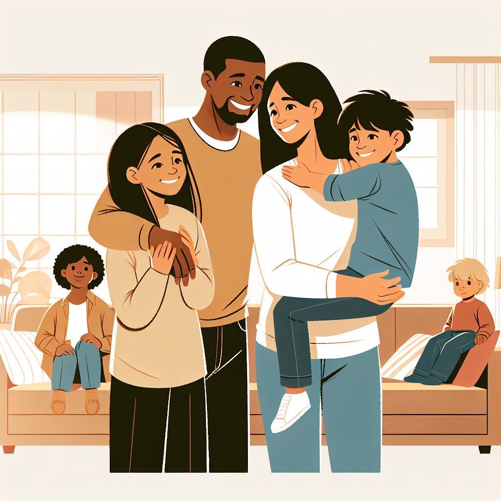 Familia unida y contenta